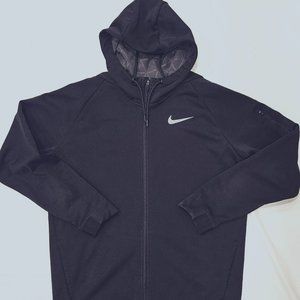 NIKE THERMA FIT FULL ZIP HOODIE JACKET BLACK GREY LARGE EUC
